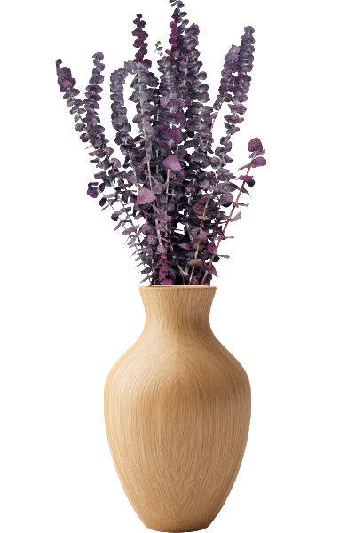 Frosted Purple Preserved Eucalyptus Vase | Suncoast Botanicals