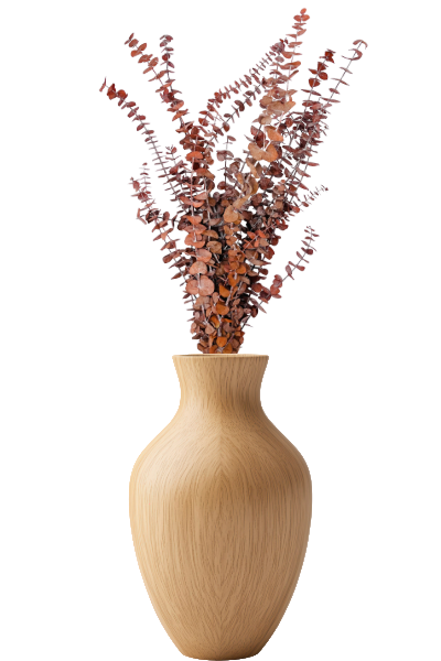 Frosted Orange Preserved Eucalyptus Vase | Suncoast Botanicals