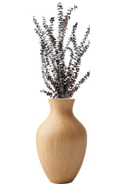 Frosted Brown Preserved Eucalyptus - Vase | Suncoast Botanicals